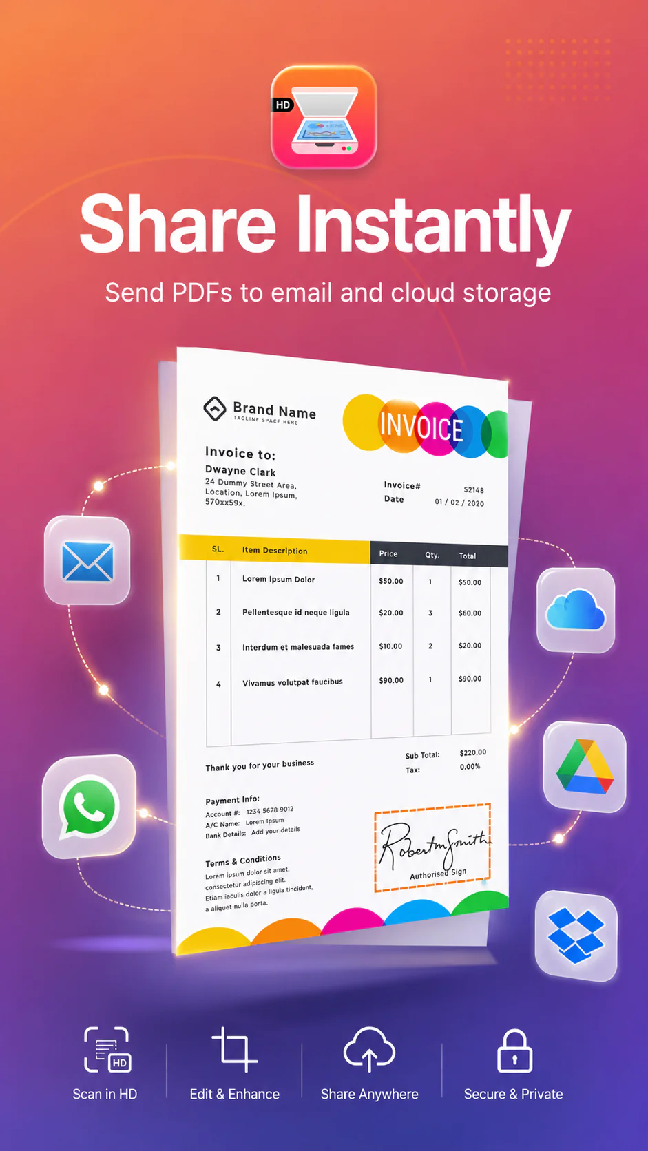 Phone Scanner app screen showing scan capture, page editing, and document preparation tools