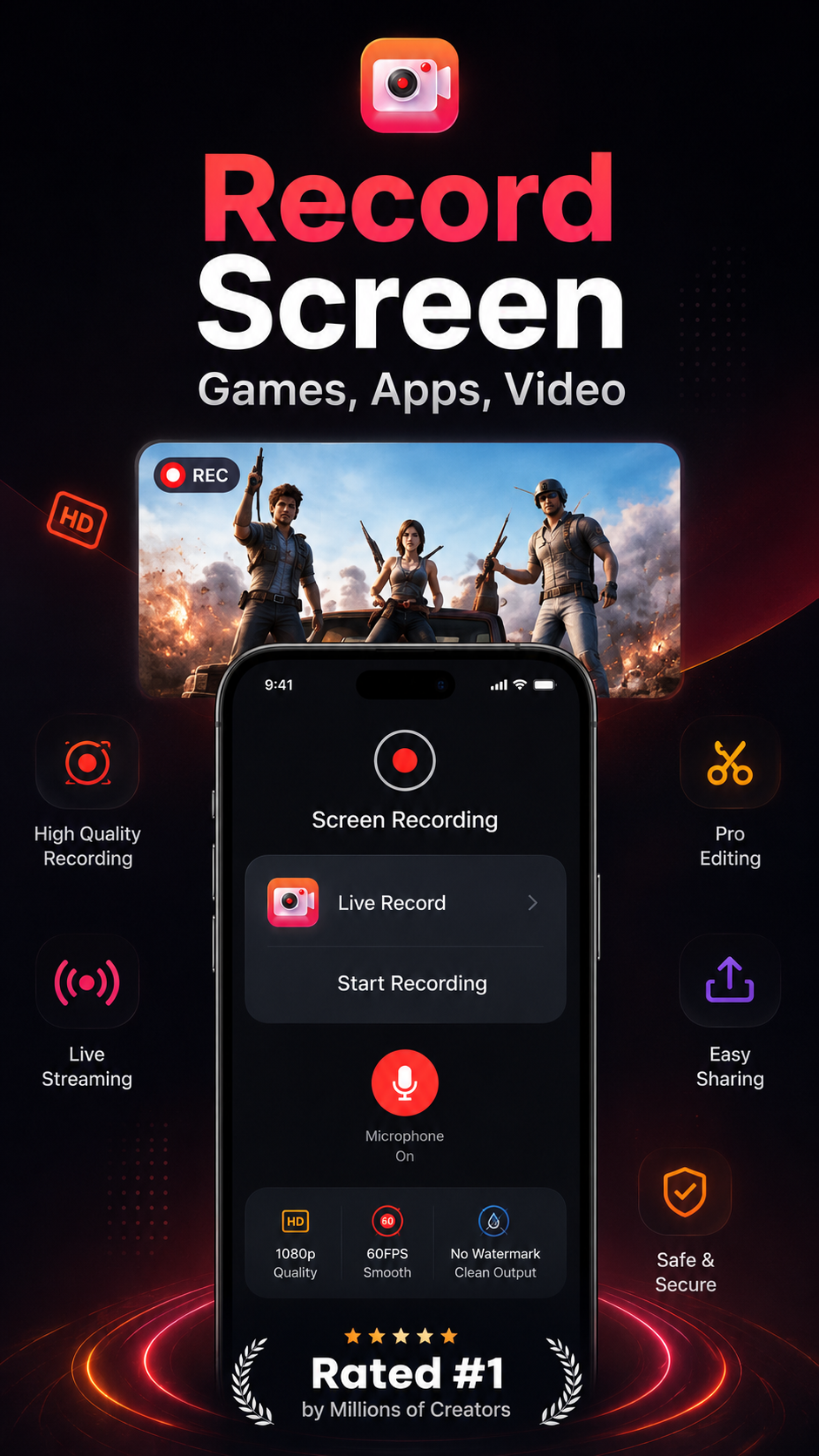 Record Screen Live Recorder screen capture interface