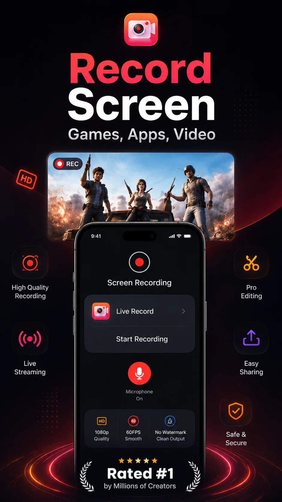 Record Screen Live Recorder screen capture interface